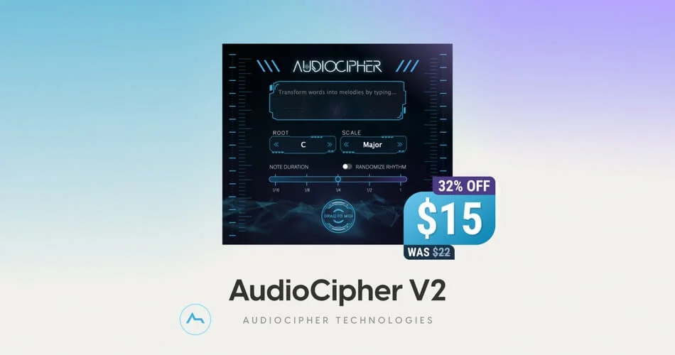使用AudioCipher V2创作独特、有意义的旋律，售价15美元-