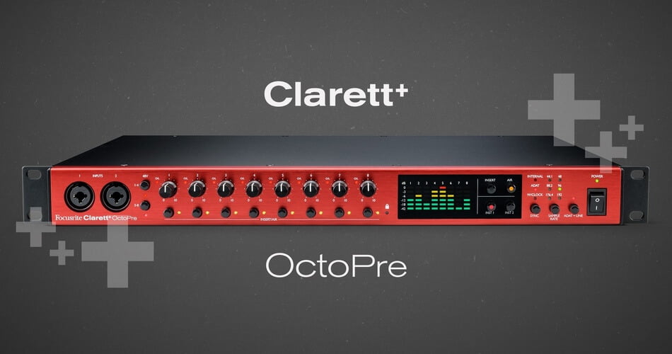 Focusrite宣布Clarett+ OctoPre麦克风前置放大器-