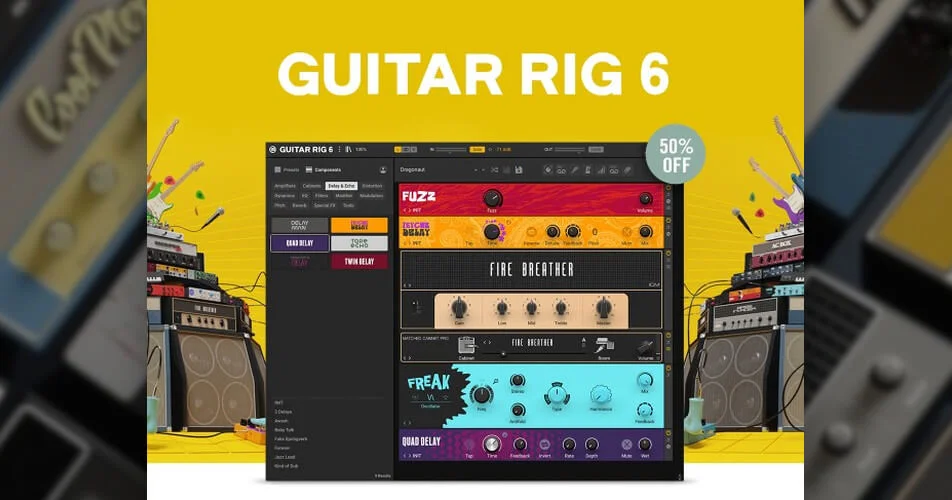 Native Instruments在Guitar Rig 6 Pro放大器和多效果机架上提供50%的折扣-