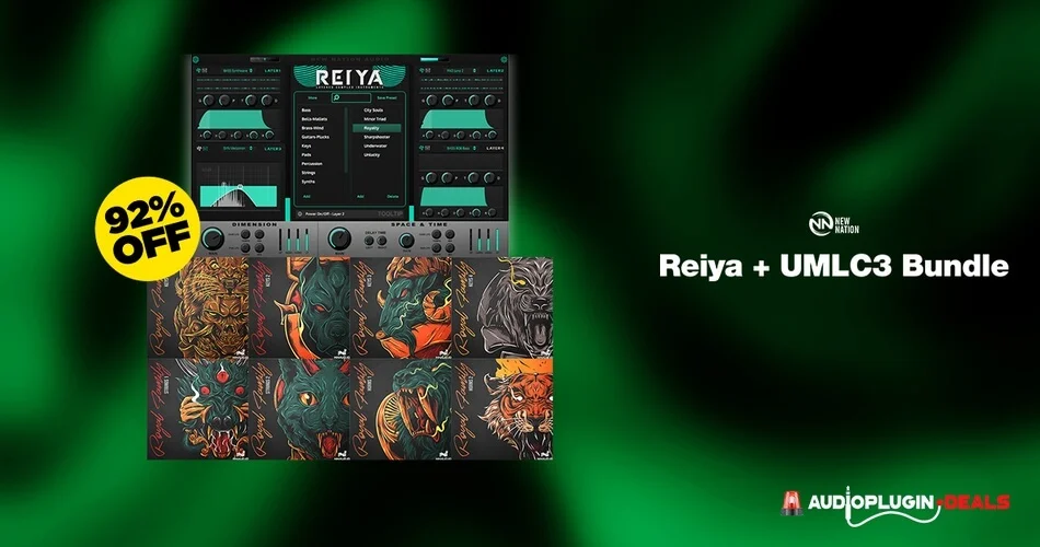 在新国家Reiya + Ultimate MIDI Library 3套装上节省92%-