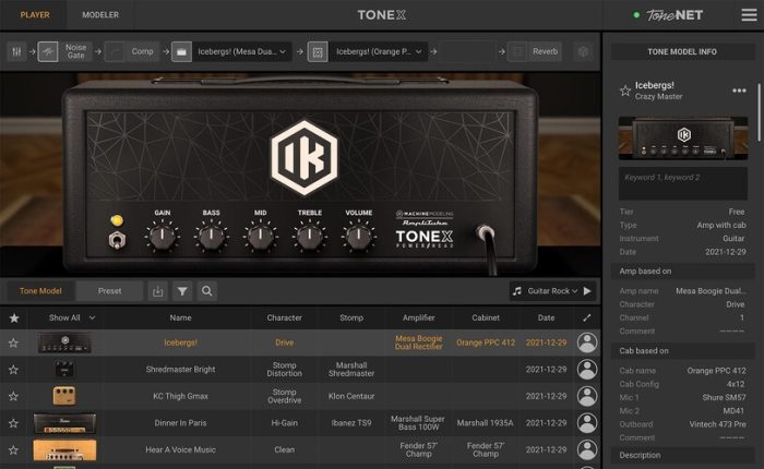 IK Multimedia 发布 AmpliTube TONEX 吉他和贝斯建模套件-