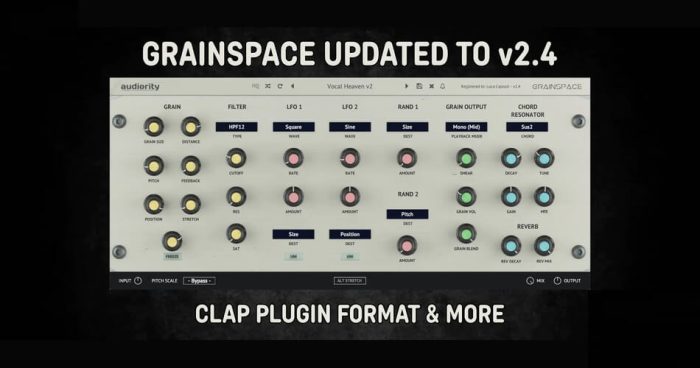 图片[1]-Audiority 将 GrainSpace 更新到 v2.4，包括。CLAP 支持 + 35% 折扣-