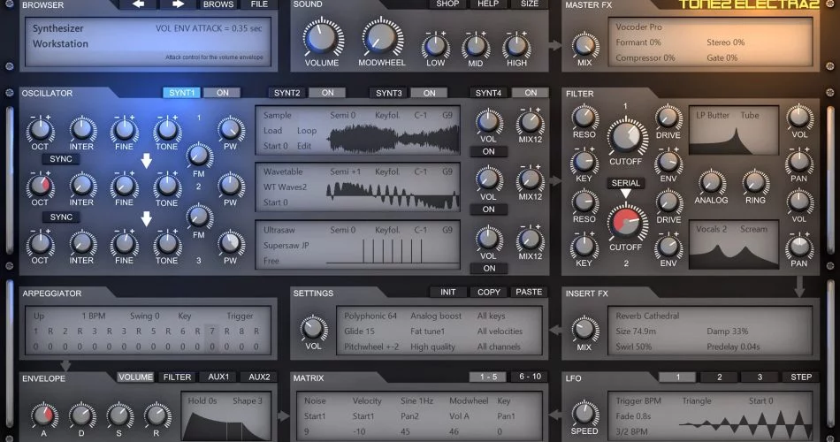 Tone2 将 Electra 合成器更新到 v2.11 包括VST3 支持-