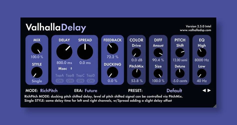 Valhalla DSP使用RichPitch模式更新了ValhallaDelay-