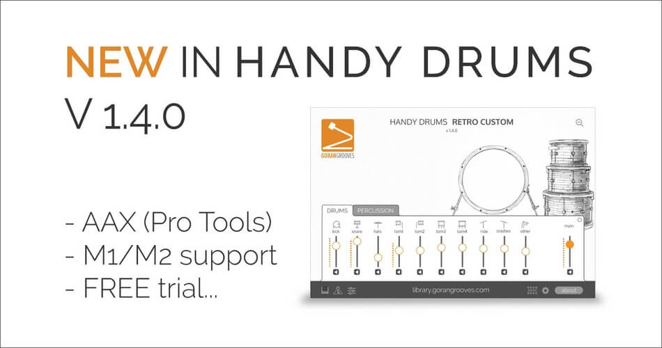 GoranGrooves更新了具有AAX和原生M1/M2支持的便捷鼓-