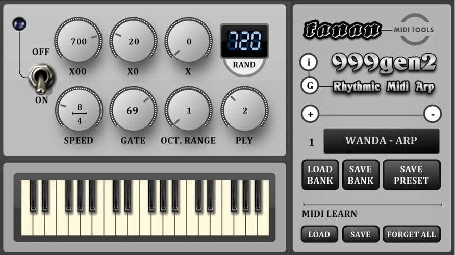Fanan发布了适用于Windows的999gen2免费MIDI arp插件-