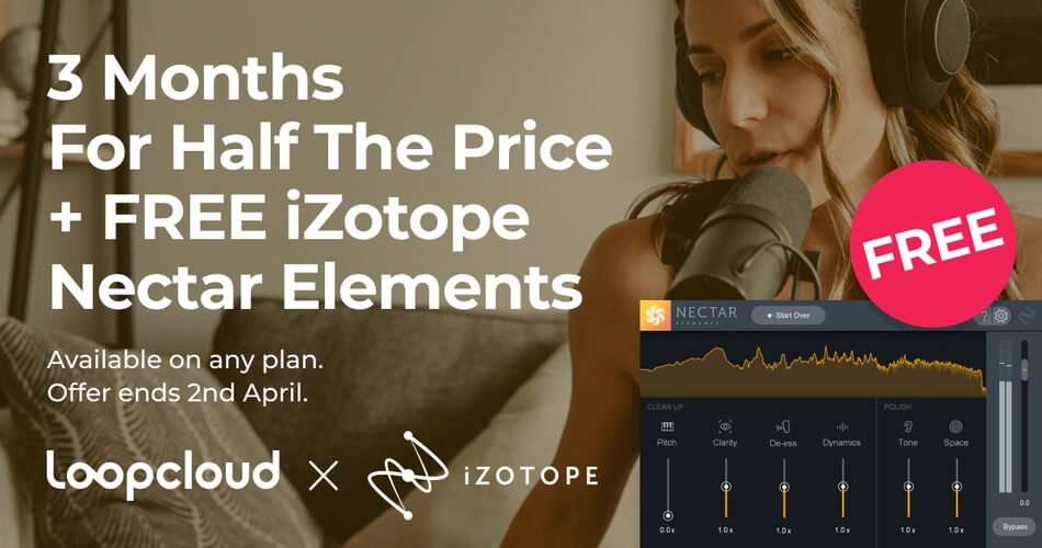 图片[1]-Loopcloud提供免费的iZotope Nectar Elements插件+ 3个月50%的折扣-
