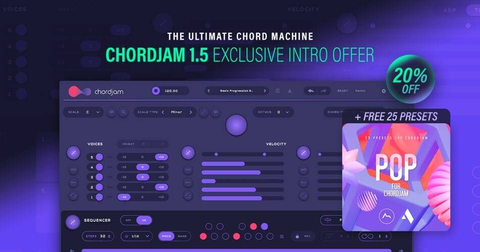 在ADSR Sounds购买Chordjam即可免费获得流行和弦预设包-
