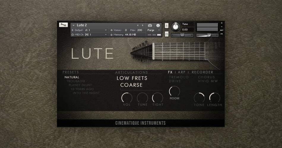 图片[1]-Cinematique Instruments的Kontakt Lute v2可节省30%-