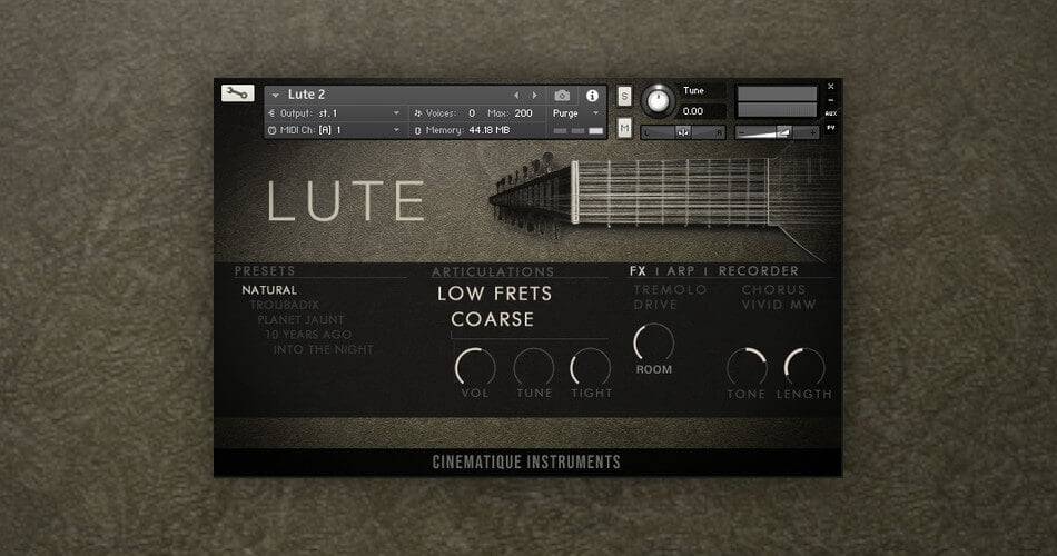 Cinematique Instruments的Kontakt Lute v2可节省30%-