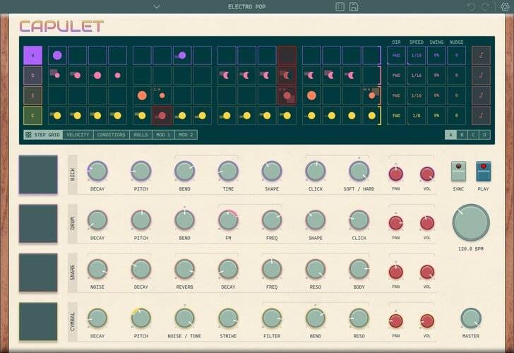 Reel Audio Instruments的Capulet模拟鼓合成器和音序器插件-