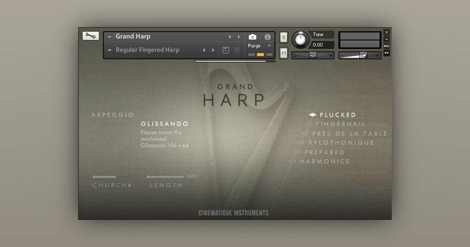 Cinematique Instruments的Kontakt大竖琴可节省30%-
