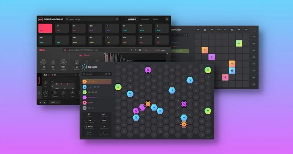 Hexcel、Midigrid和Drum机器套装优惠高达79% 1 Adsr sounds hexcel midigrid drum machine bundles