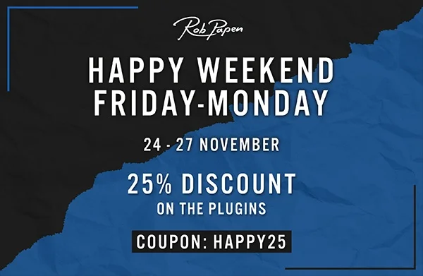 Rob Papen Happy Weekend Sale:在插件和捆绑包上节省25%的费用 1 Rob papen happy weekend sale. Jpg