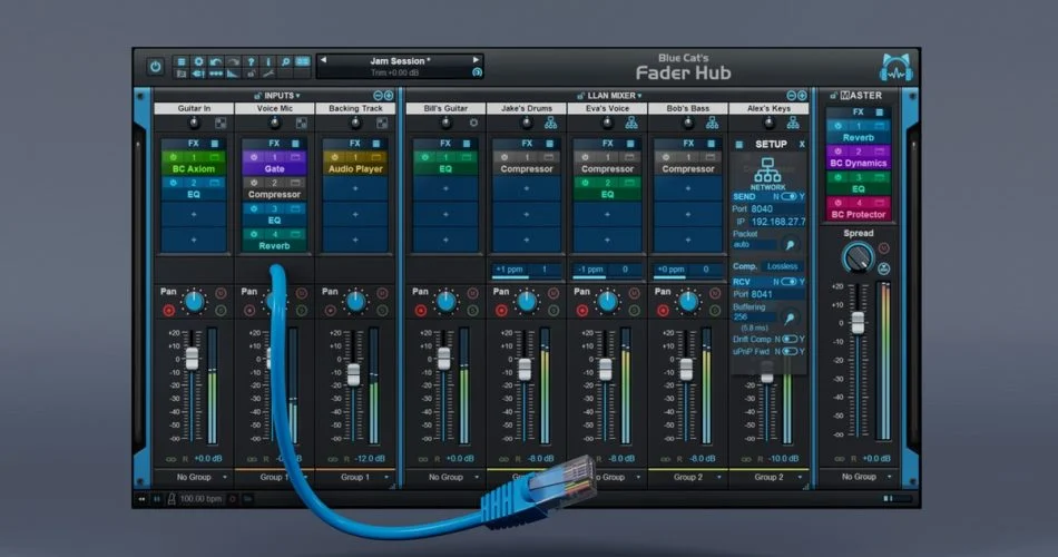 蓝猫音频发布Fader Hub网络混音和流媒体软件 1 Blue cat fader hub