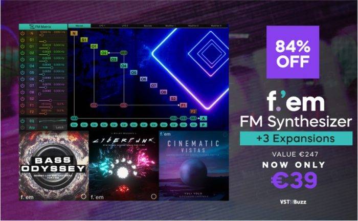 追踪器F. ' Em合成器+ 3扩展出售,售价39欧元! 1 Vst buzz tracktion fem expansions bundle 700x432 1