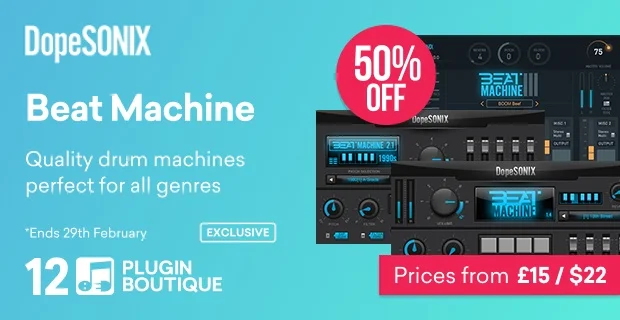 购买Dopesonix生产的Beat Machine系列架子鼓可享受五折优惠 1 Dopesonix beat machine series sale. Png